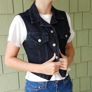Vtg black BONGO cropped vest 90s